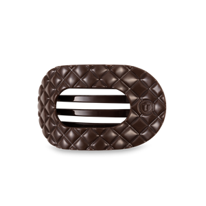 TELETIES - Flat Round Hair Clip | Medium | Truly Taupe Quilted