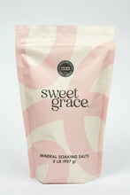 Load image into Gallery viewer, Bag of sweet grace mineral soaking salts with pink and beige design on a white background