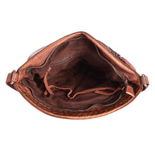 Load image into Gallery viewer, Brown leather bag with open top on a white background