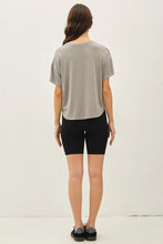Load image into Gallery viewer, Person wearing a gray t-shirt and black shorts on a white background