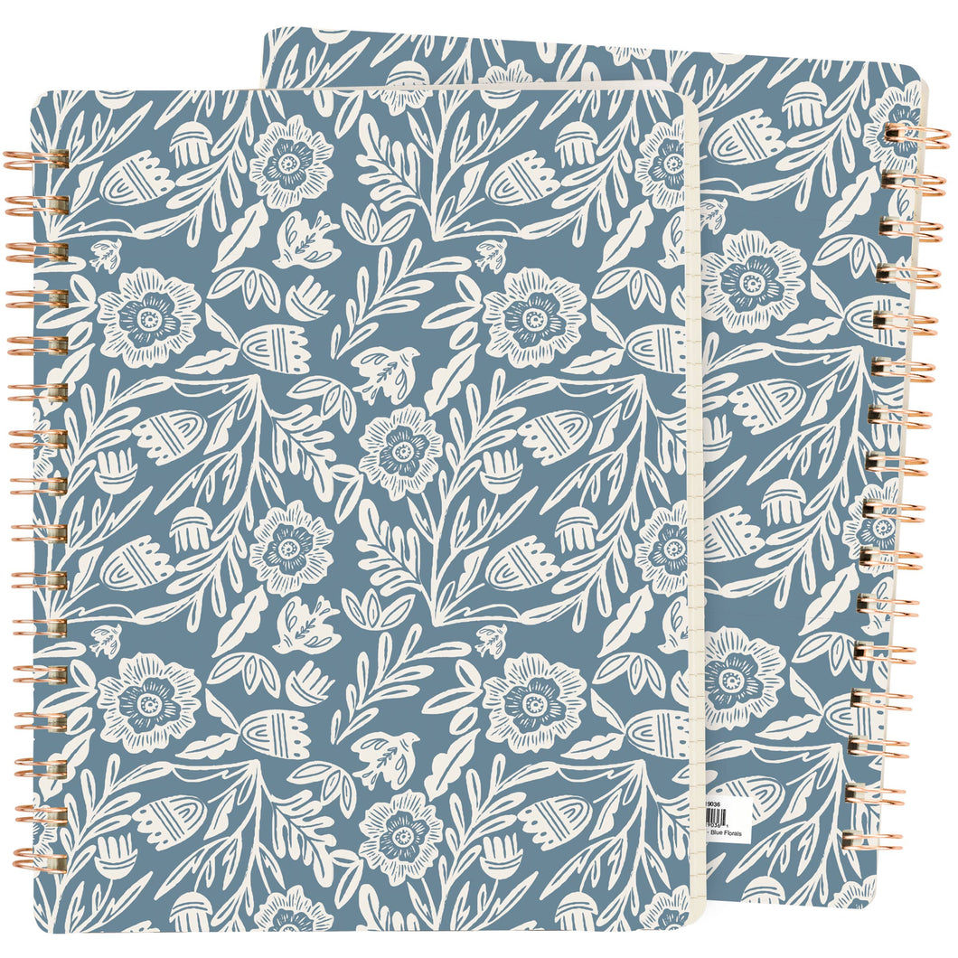 Primitives by Kathy - Blue Folk Florals Spiral Notebook