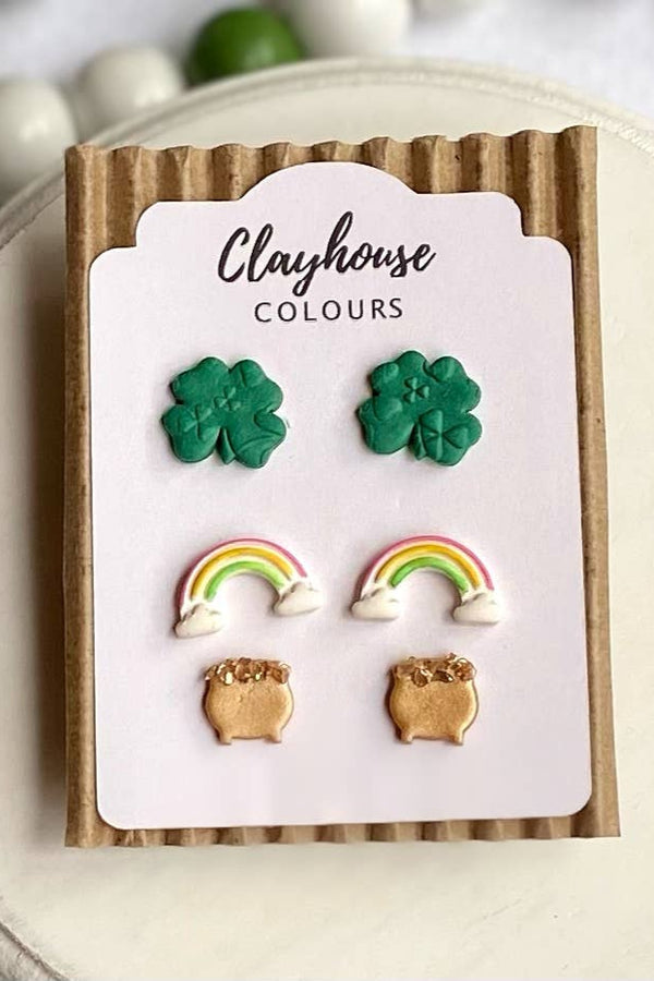St. Patrick’s Day Clay Stud Earring Set