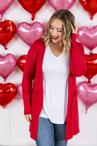 Michelle Mae Classic Cardigan Red