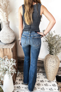 RISEN High Road Tummy Control Flare Step Jeans