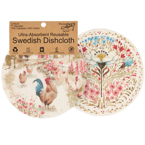 Primitives by Kathy - Roosters Swedish Dishcloth Set