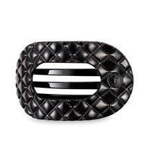 Load image into Gallery viewer, TELETIES - Flat Round Hair Clip | Large | Jet Black Quilted