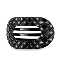 Load image into Gallery viewer, TELETIES - Flat Round Hair Clip | Large | Jet Black Quilted