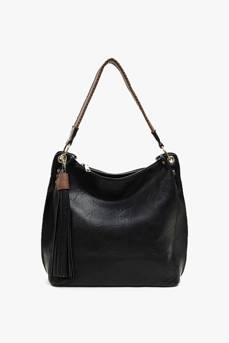 Jen & Co. - Amber Tassel Hobo Bag Black