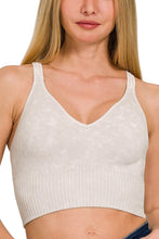 Load image into Gallery viewer, Woman wearing a beige ribbed tank top on a white background