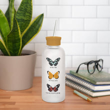 Load image into Gallery viewer, Butterfly Grow Evolve Transform Glass Water Bottle with Straw