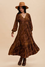 Load image into Gallery viewer, Velvet Burnout Maxi Dress Mocha