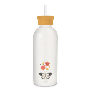 Butterfly Grow Evolve Transform Glass Water Bottle with Straw