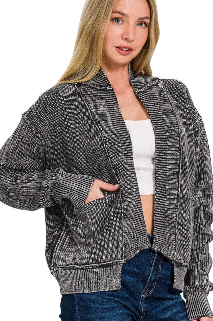 woman wearing black cardigan