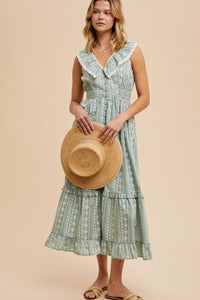 The Larkspur Ruffle Midi Dress