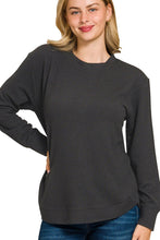 Load image into Gallery viewer, woman wearing black ribbed top
