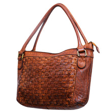 Load image into Gallery viewer, Brown woven handbag on a white background