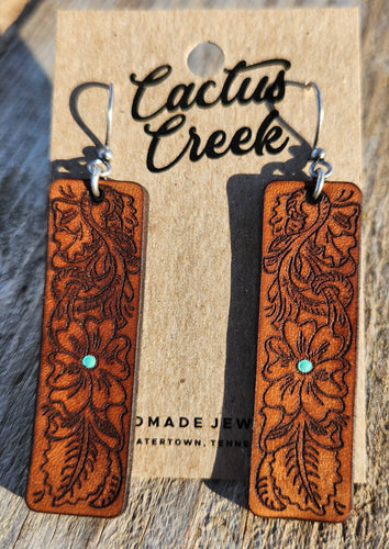 Annie Tooled Leather Earrings