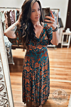 Load image into Gallery viewer, Emerald Burnout Maxi Dress