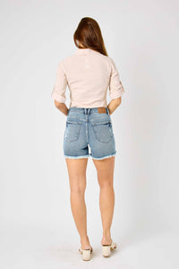 JUDY BLUE Button Fly Frayed Shorts