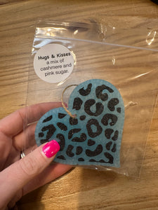 Valentine's Leopard Heart Car Freshie - HUGS & KISSES