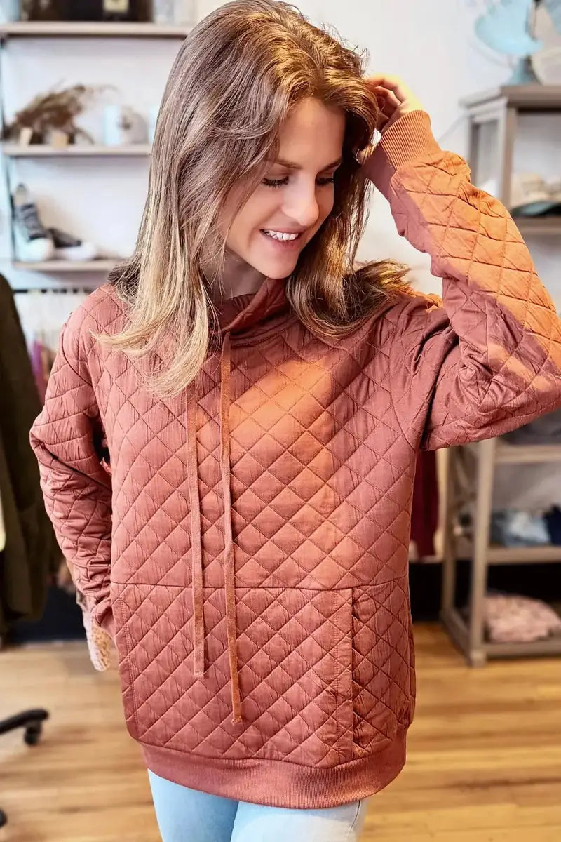 The Canyon Blush Quilted Funnel Pullover