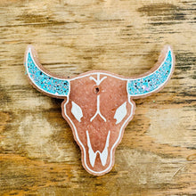 Load image into Gallery viewer, Bull Skull with Glitter Car Freshie: Strawberry Leather
