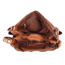 Load image into Gallery viewer, Brown leather bag with open front pocket on a white background