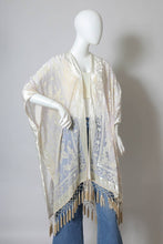 Load image into Gallery viewer, Leto Accessories - Western Velvet Mesh Tapestry Tassel Kimono: Blue