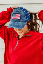 Load image into Gallery viewer, Distressed American Flag Star Ball Cap