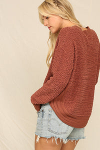 Textured Fuzzy Sweater Brick