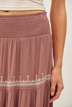 Load image into Gallery viewer, Be Cool - EMBROIDERED DETAIL TRI-TIER MIDI SKIRT: TERRACOTTA