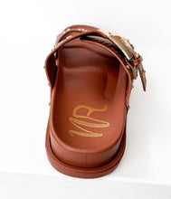 Load image into Gallery viewer, Brown sandal with 'Viva' branding on a white background