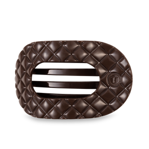 TELETIES - Flat Round Hair Clip | Large | Truly Taupe Quilted