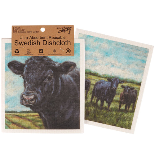 Primitives by Kathy - Angus Cows Swedish Dishcloth Set