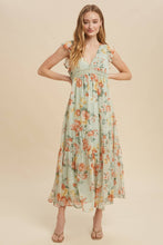 Load image into Gallery viewer, Woman wearing a floral dress on a beige background