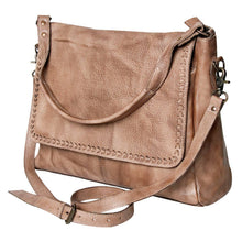 Load image into Gallery viewer, Brown leather shoulder bag on a white background