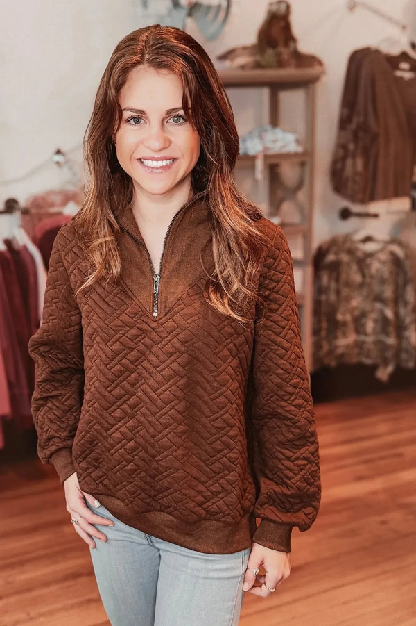 The Saddlewood Quilted Pullover