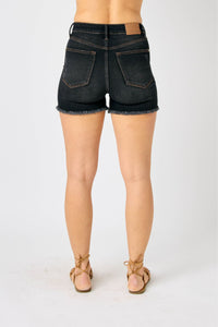 JUDY BLUE Tummy Control Fray Hem Shorts