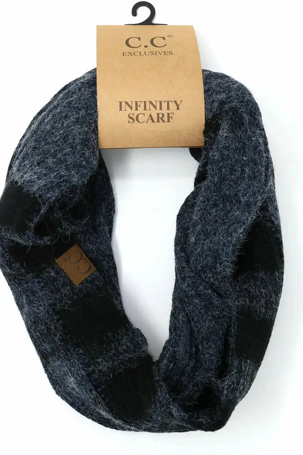 C.C Beanie - Buffalo Check Print CC Scarf Navy/Black