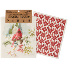 Load image into Gallery viewer, Primitives by Kathy - Winter Cardinal Swedish Dishcloth Set