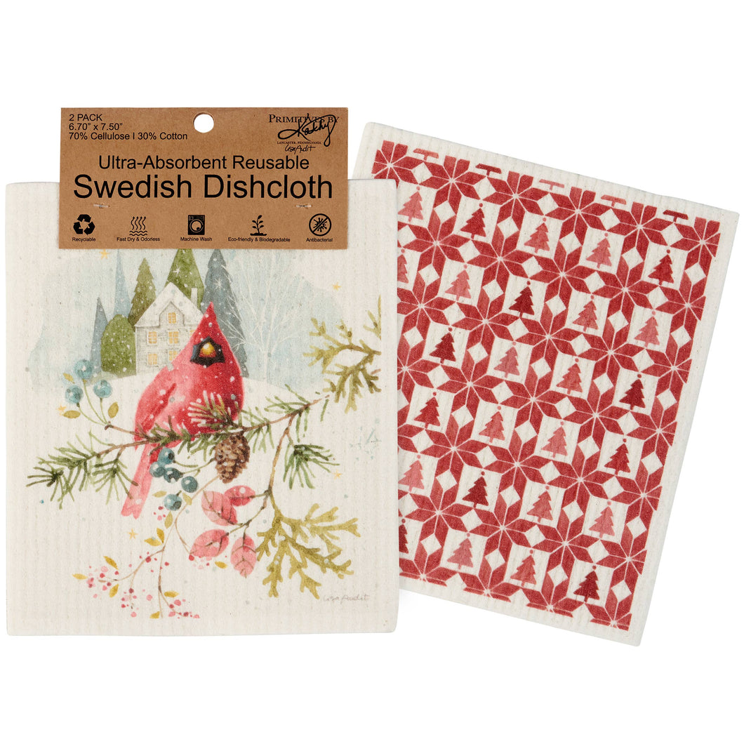 Primitives by Kathy - Winter Cardinal Swedish Dishcloth Set