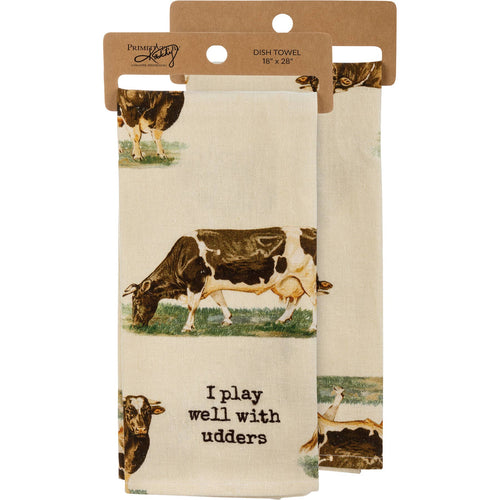 Primitives by Kathy - I Play Well With Udders Kitchen Towel