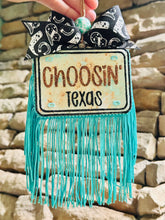 Load image into Gallery viewer, Choosin Texas Car Freshie w/ Fringe &amp; Bow: Volcano