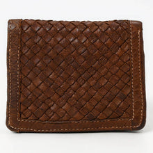 Load image into Gallery viewer, Brown woven leather wallet on a white background