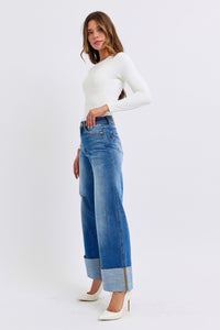 JUDY BLUE Retro Wide Leg Cuff Jean