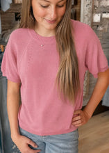 Load image into Gallery viewer, Be Cool - LIGHTWEIGHT RIBBED KNIT RAGLAN SHORT SLEEVE SWEATER TOP