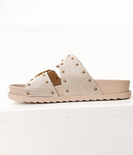 Load image into Gallery viewer, Beige sandal with decorative studs on a white background