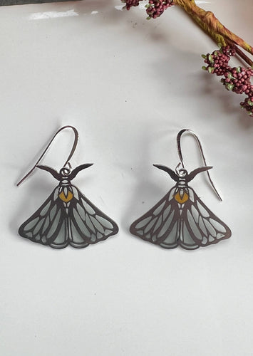 Wild Lupine Folkcraft - Luna Moth - Stained Glass Resin Earrings