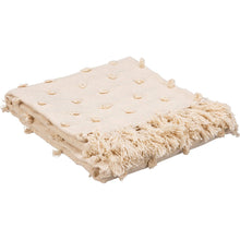 Load image into Gallery viewer, Beige textured blanket with tassels on a white background