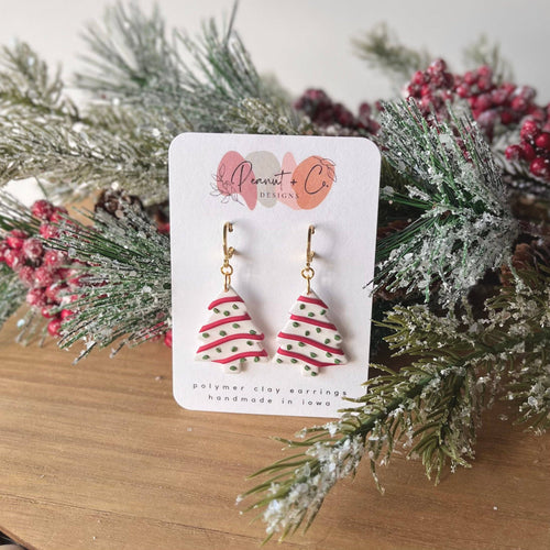 Christmas Clay Earrings Tree Huggies